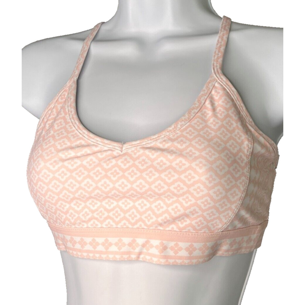 Sarah’s‎ Day White Fox Active Sports Bra SMALL Pullover Pink Y-Back Non Padded